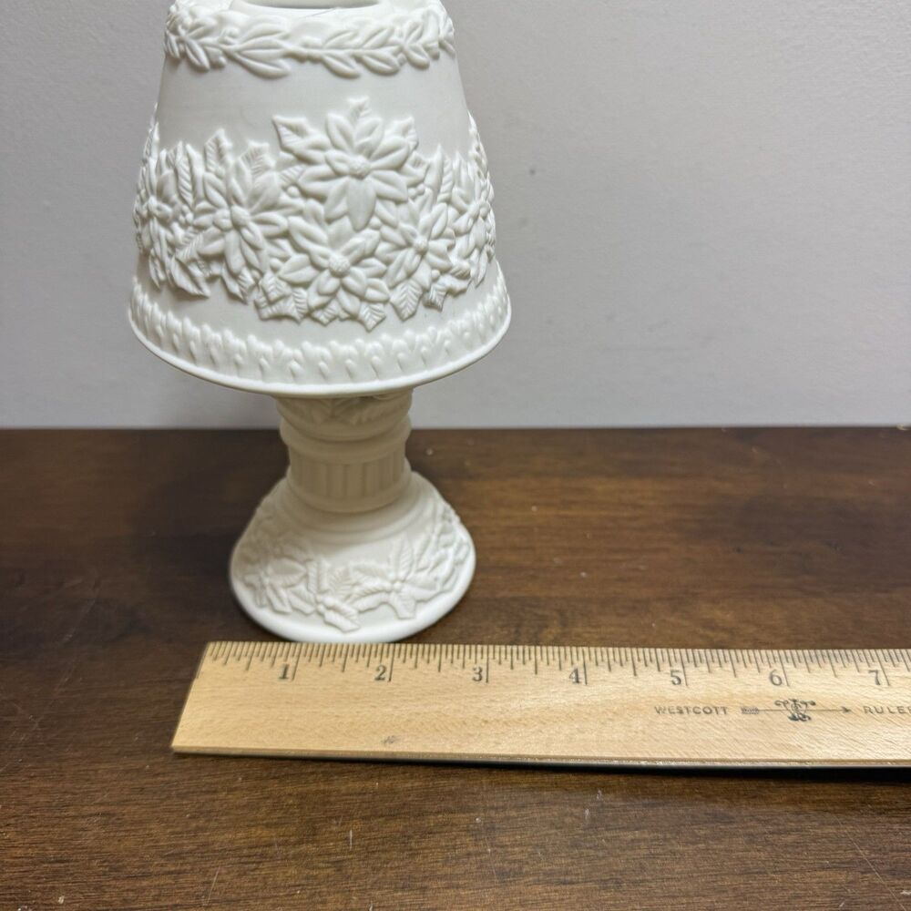 Fairy Lamp New Images Jade Porcelain Christmas Bow Poinsettia Holiday Votive 6.5 - Picture 8 of 8